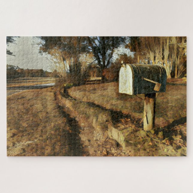 Rustic Mailbox on a Country Road Jigsaw Puzzle (Horizontal)