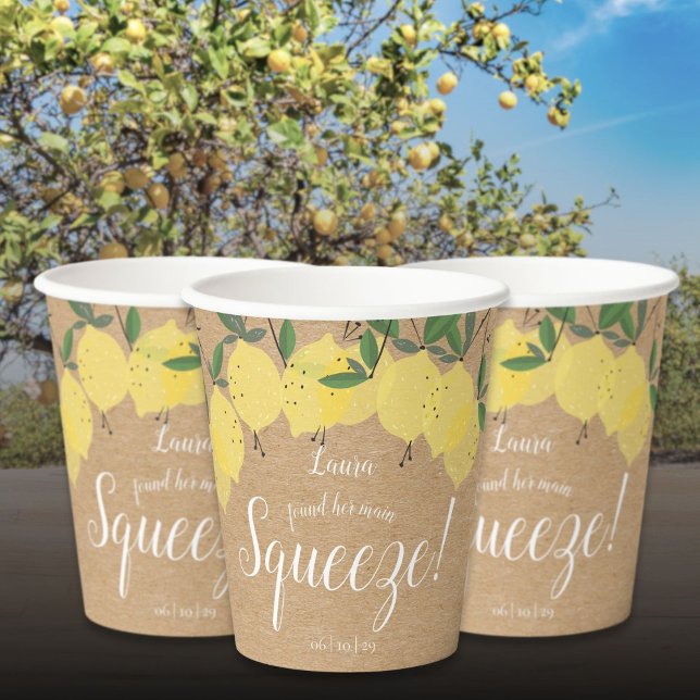 Rustic Main Squeeze Lemons Bridal Shower Paper Cups (Rustic Main Squeeze Lemons Bridal Shower Paper Cups)