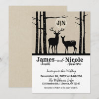 Rustic Male & Female Doe Deer Black Birch Wedding