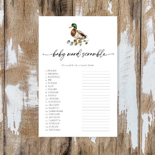 Rustic Mallard Duck Baby Shower Baby Word Scramble