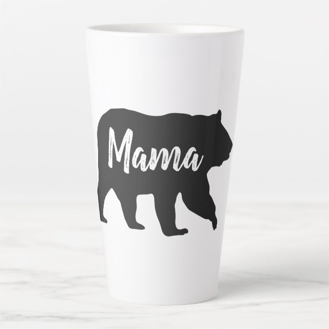 Rustic Mama Bear Black and White Latte Mug (Front)