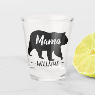 Rustic Mama Bear Monogram Family Name Shot Glass