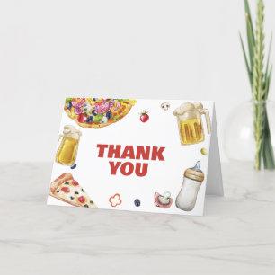 Rustic Mama Mia Pizza Beer Pacifier Baby Shower Thank You Card
