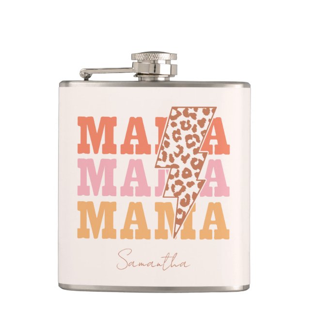 Rustic "Mama" Repeat Hip Flask (Front)