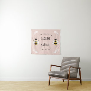 Rustic Mama to Bee Baby Girl Shower Sign Tapestry