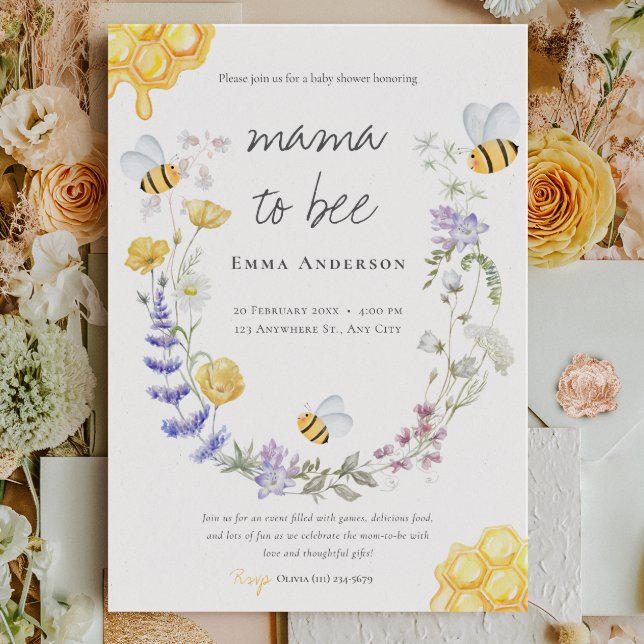 Rustic Mama to bee wildflowers Baby Shower Invitation (Creator Uploaded)