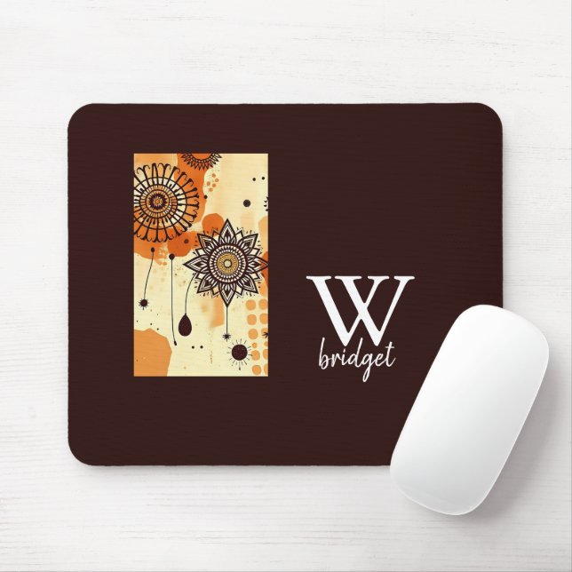 Rustic Mandala Warm Floral Autumn Tone Mouse Pad (With Mouse)