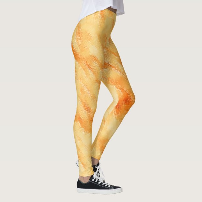 Rustic mango yellow like textured painting leggings (Right)