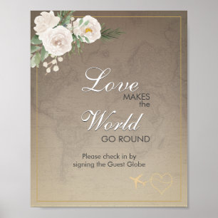 Rustic  Map  Bridal Shower Travel party Sign in