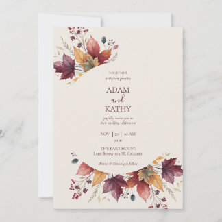 Rustic Maple Leaf Arch Fall Wedding Invitation