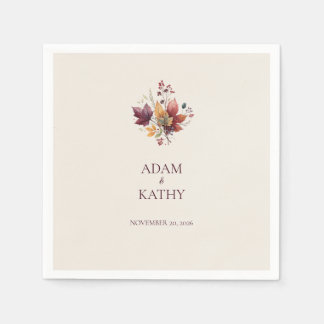 Rustic Maple Leaf Fall Wedding Napkin