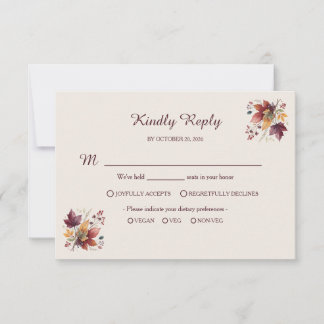 Rustic Maple Leaf Fall Wedding RSVP Card
