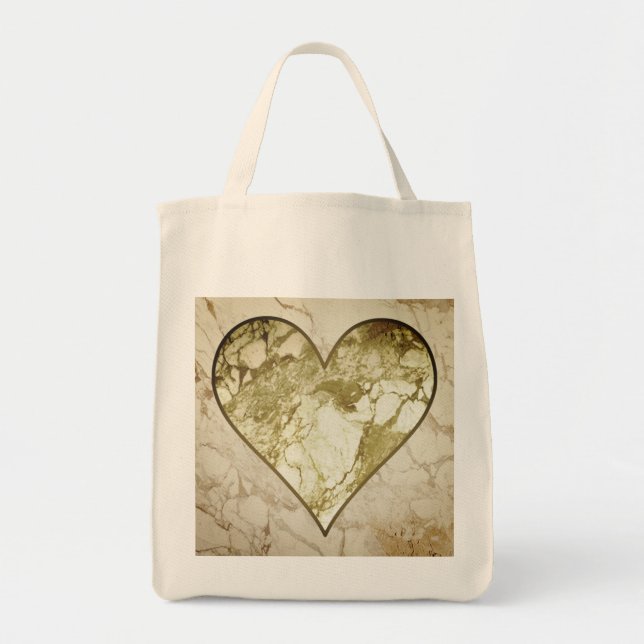 Rustic Marbled Heart Tote Bag (Front)