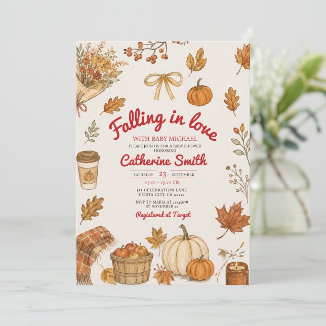 Rustic Market Falling in Love Baby Shower Invitation (Standing Front)