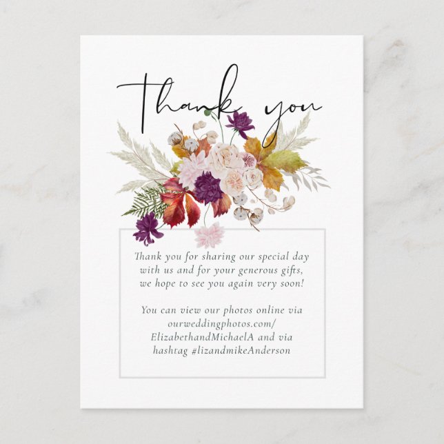 Rustic Maroon Ginger Blush Wedding Postcard (Front)
