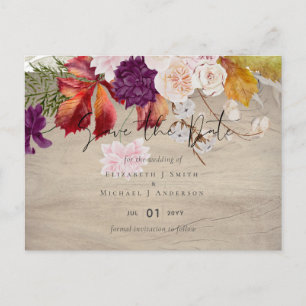 Rustic Maroon Ginger Blush Wedding Save the Dates Postcard