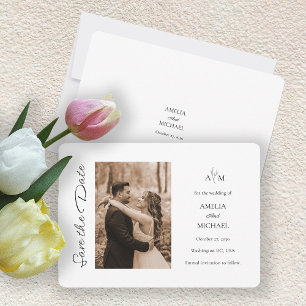 Rustic Maroon Photo Wedding Save The Date Card