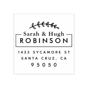 Rustic Married Couple Return Address Wedding Gift Rubber Stamp