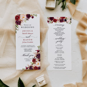 Rustic Marsala Burgundy Wedding Program Programme