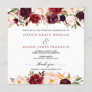 Rustic Marsala Burgundy Wedding Program Programme
