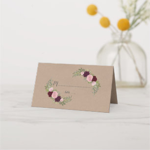Rustic Marsala Floral Craft PaperTable Number Place Card