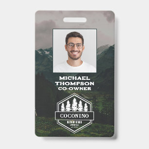 Rustic Masculine Forest Mountains Outdoors ID Badge