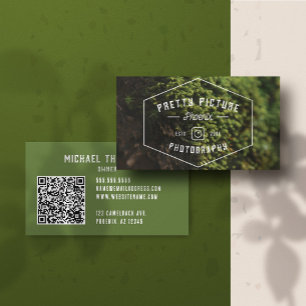 Rustic Masculine Geometric Greenery Photography Business Card