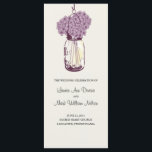 Rustic Mason Jar and Hydrangeas Program Programme<br><div class="desc">WEDDING CEREMONY PROGRAM Perfect for a country style Bridal Shower or maybe you just love Mason Jars! Mason Jar hanging on a hook filled with country wildflowers. A Light Cream/Ivory background against the hanging Mason Jar filled with Antique Purple Hydrangea Flowers & Mason Jar. If you have any questions on...</div>
