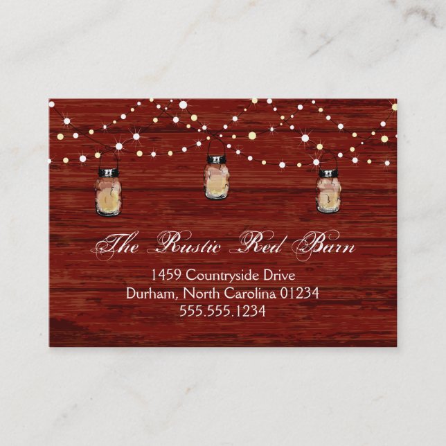 Rustic Mason Jar and Lights Business Card (Front)