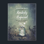 Rustic Mason Jar and String Lights Save the Date Announcement Postcard<br><div class="desc">Mason jar and fireflies rustic woodland save the date postcards</div>