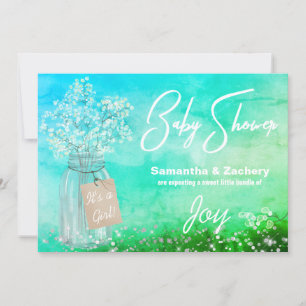 *~* Rustic Mason Jar Baby Breath Shower Invitation