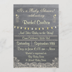 Rustic Mason Jar Baby Shower Invitation