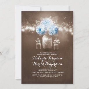 rustic mason jar barn lights engagement party invitation