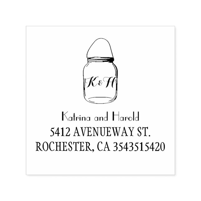 Rustic Mason Jar Barn Wedding Self-inking Stamp (Design)