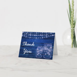 Rustic Mason Jar Evening Wedding Thank You Card