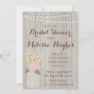 Rustic Mason Jar Floral Bridal Shower Invitations