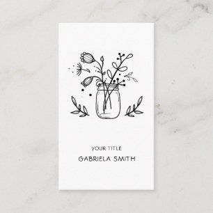 Rustic Mason Jar Flowers Portrait Business Card