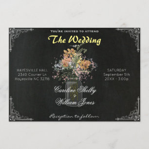 Rustic Mason Jar Flowers Wedding Invitation