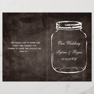 rustic mason jar folded Wedding program