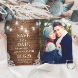 Rustic Mason Jar Lights Save the Date Photo<br><div class="desc">*** See Matching Items: https://zazzle.com/collections/119637633061965509 *** ||| Rustic Mason Jar Lights Save the Date Photo Card (1) For further customization, please click the "customize further" link and use our design tool to modify this template. (2) If you prefer thicker papers / Matte Finish, you may consider to choose the Matte...</div>