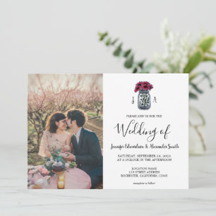 Rustic Mason jar monogram photo elegant Wedding Invitation