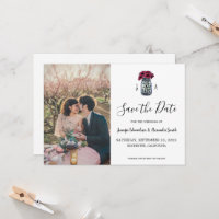 Rustic Mason jar monogram photo Save the Date