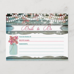 Rustic Mason Jar Shabby Chic Recipe Card
