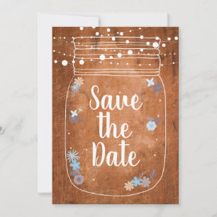 Rustic Mason Jar String Lights Save the Date