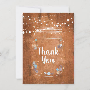 Rustic Mason Jar String Lights Thank You Card