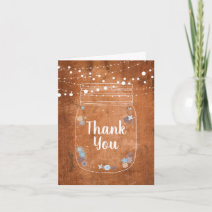 Rustic Mason Jar String Lights Thank You Card