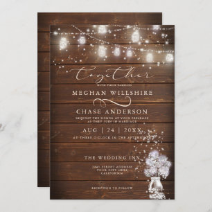Rustic Mason Jar String Lights theBarefootBride™ Invitation