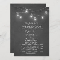 Rustic Mason Jar String Lights Wedding Invitation