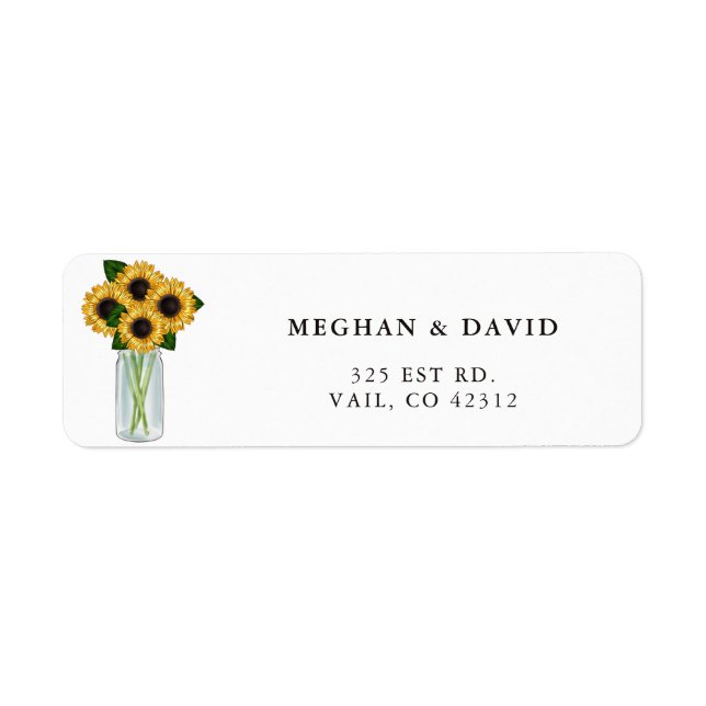 Rustic Mason Jar Sunflowers Wedding Label (Front)