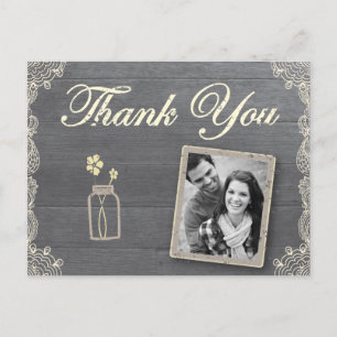 Rustic Mason Jar Thank you postcards